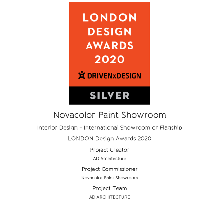 NOVACOLOR艺术漆展厅，斩获London Design Awards2020伦敦设计大奖